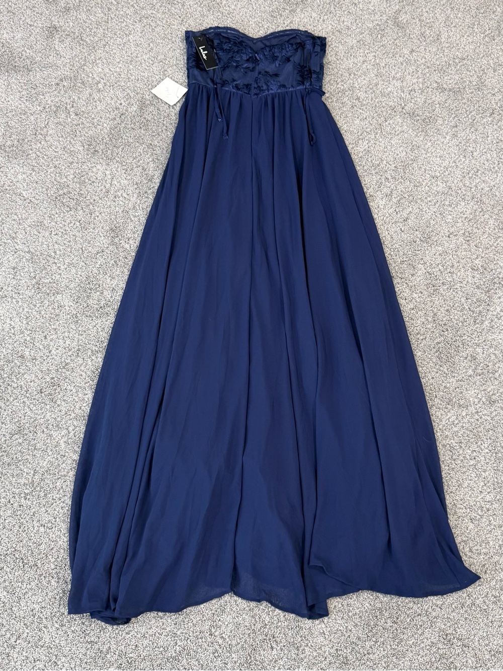 NWT Lulus Navy Blue Strapless Sweet Heart Maxi Formal Bridesmaid Dress Women’s S - Picture 10 of 13